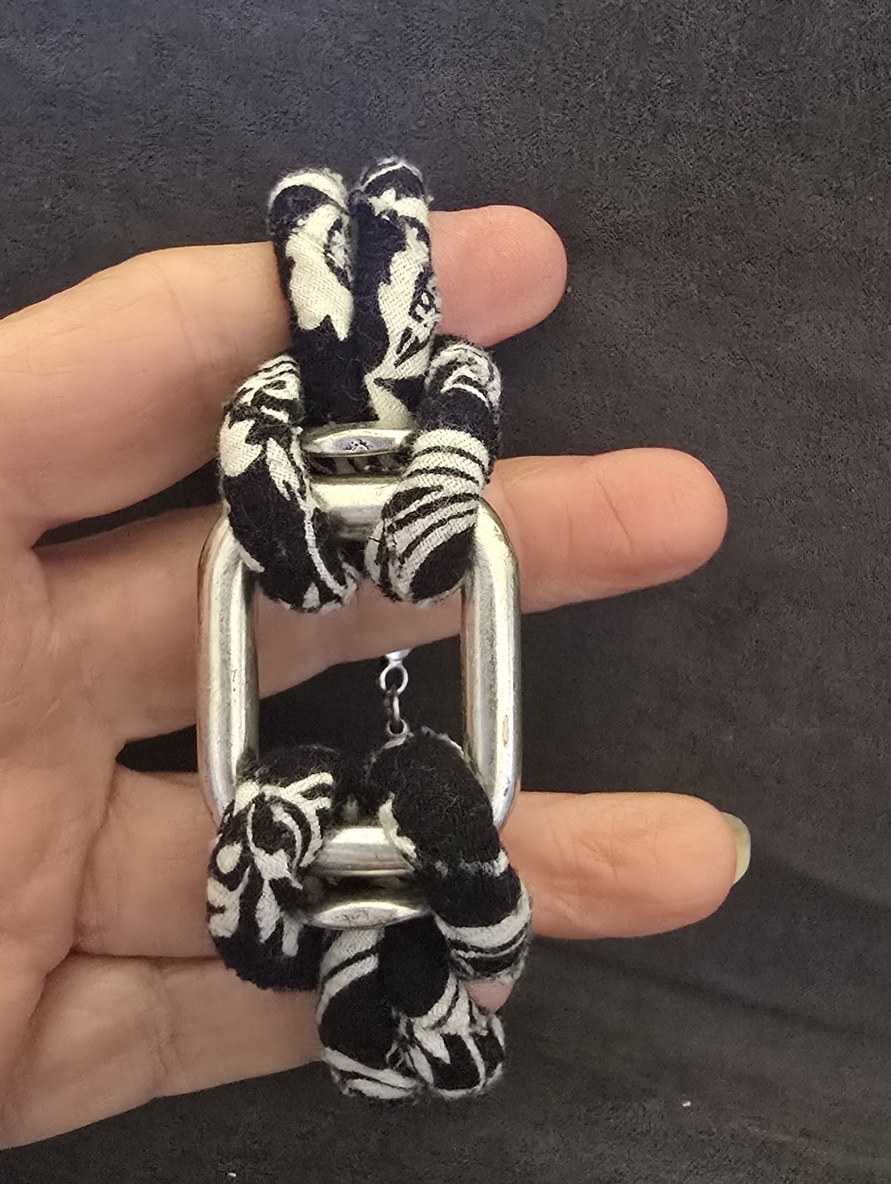 #2004 NEW Fabric Bracelet: Black/Wht, Silver 8" Lobster Claw Clasp Knotted - Picture 5 of 11